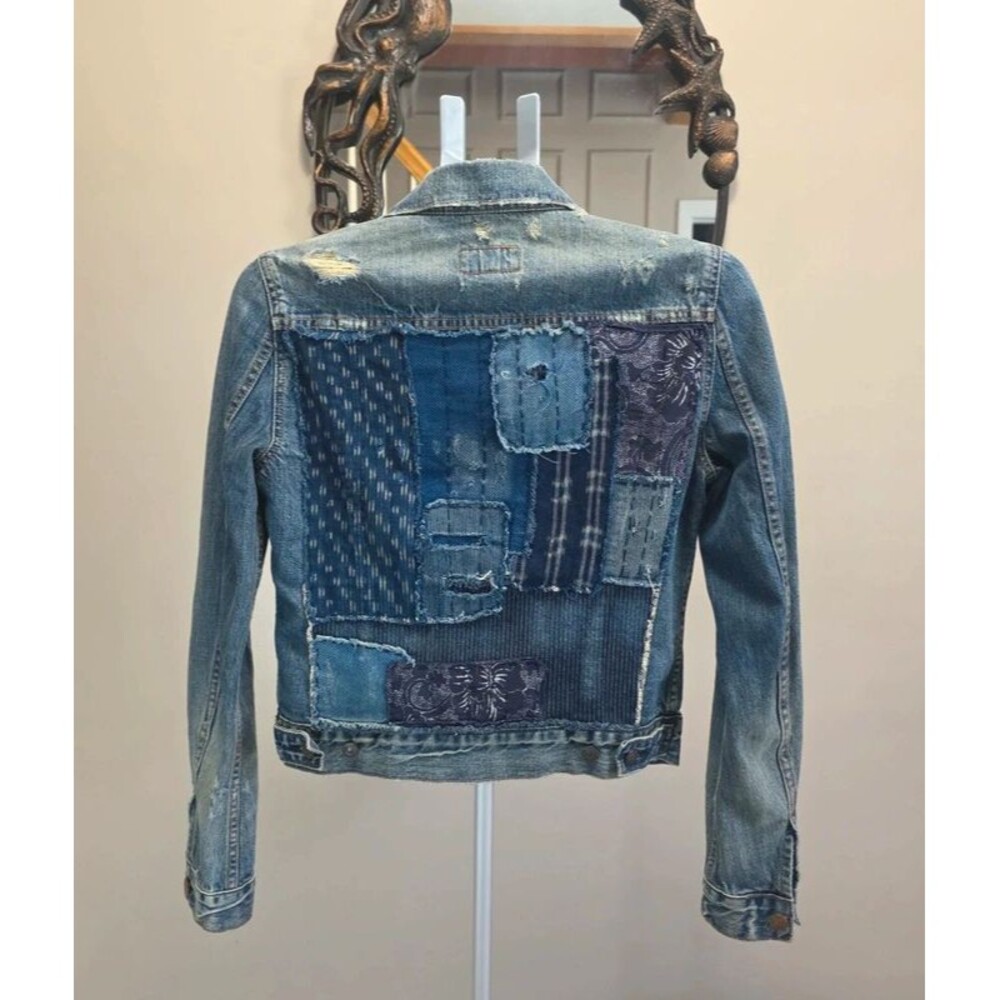 Denim & Supply Ralph Lauren Sashiko Patchwork Denim Jacket Womens M Distressed
